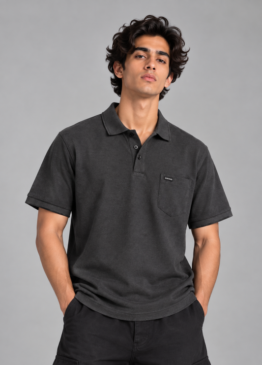 Charcoal Colour 100% Cotton Polo T-Shirt