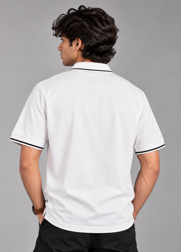 Solid White Technical Polo T-Shirt