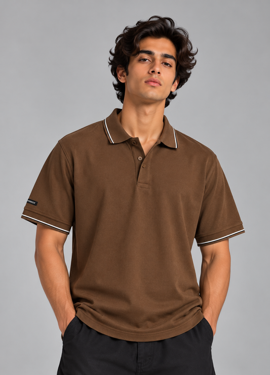 Mud Brown Technical Polo T-Shirt