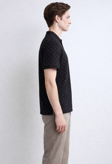 Black Dot Printed Polo T-Shirt