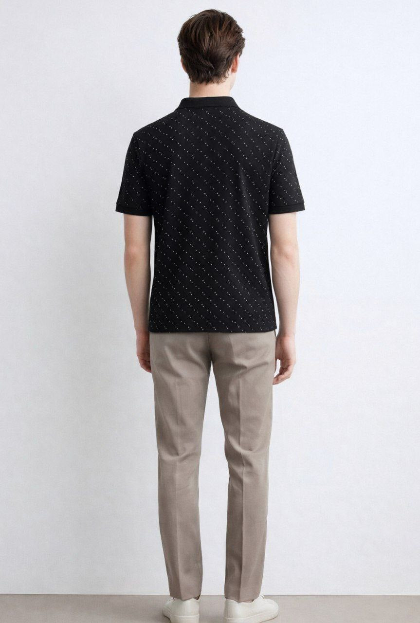 Black Dot Printed Polo T-Shirt