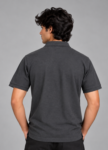 Charcoal Colour 100% Cotton Polo T-Shirt