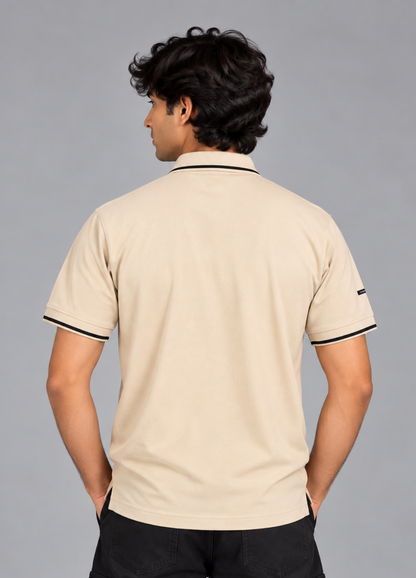 Beige Technical Polo T-Shirt