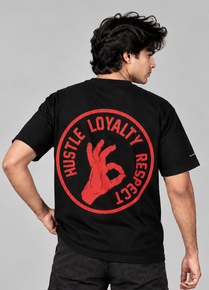 Hustle Loyalty Printed Oversized T-Shirt