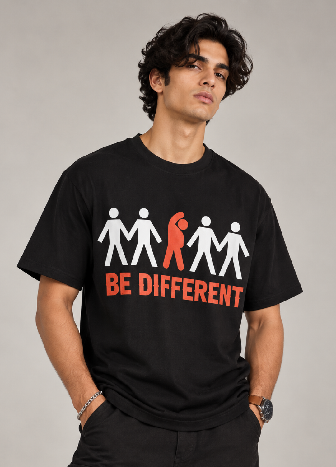 Be Different Printed Oversized T-Shirt