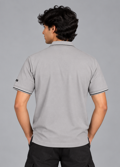 Silver Grey Technical Polo T-Shirt