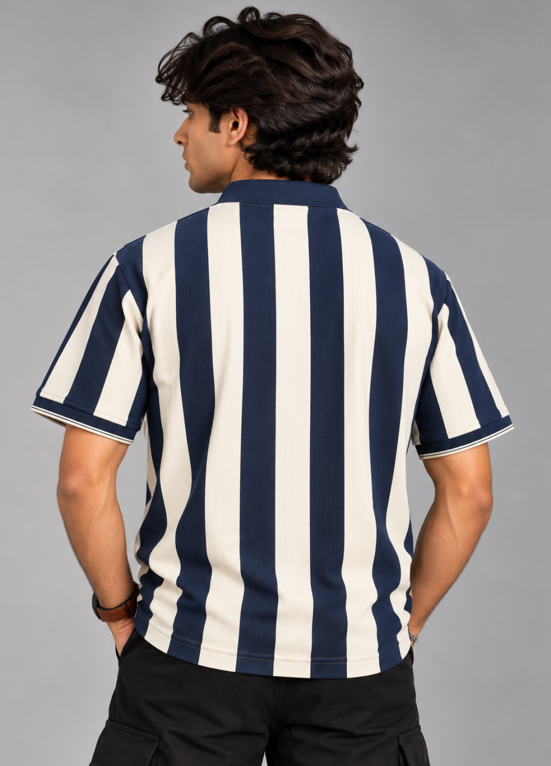 Black & White Vertical Polo T-Shirt