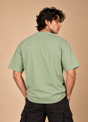 Motorcycle Dad Green Printed Oversized T-Shirt