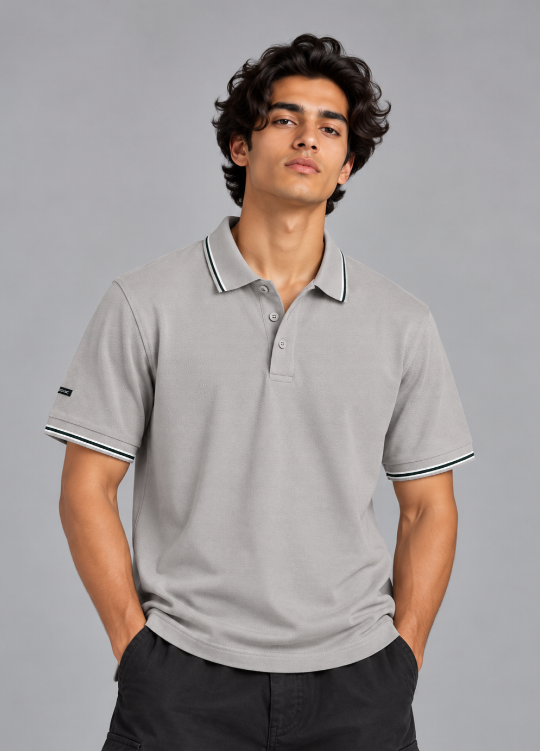 Silver Grey Technical Polo T-Shirt