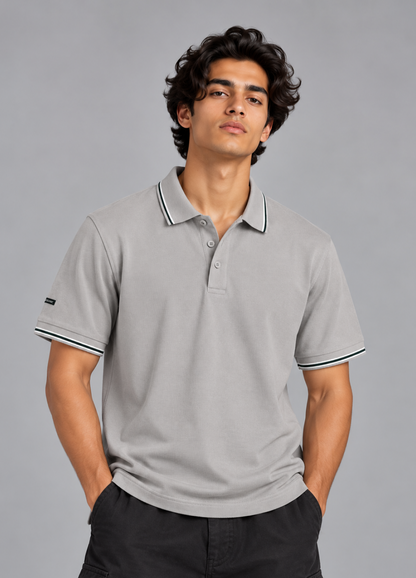 Silver Grey Technical Polo T-Shirt