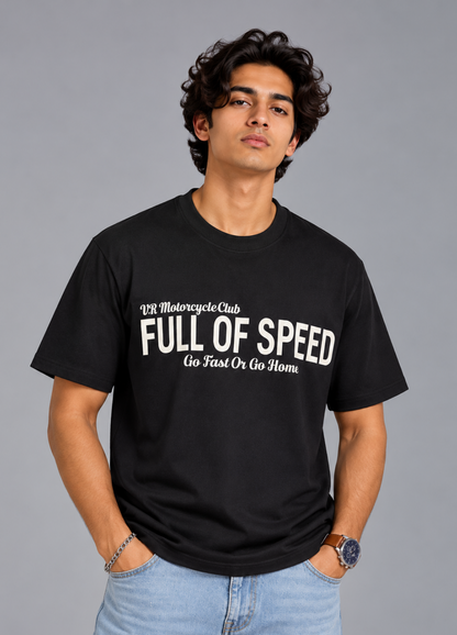 Cafe Racer Black Printed T-Shirt