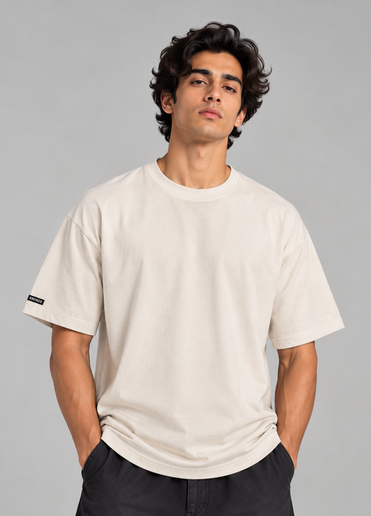 Solid Beige Colour Oversized T-Shirt