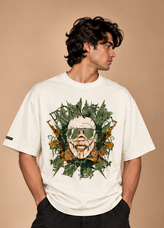 Skull with Gun Printed T-Shirt 100% Cotton