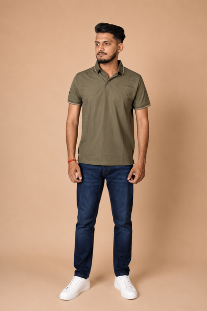 Algae Green Technical Polo T-Shirt