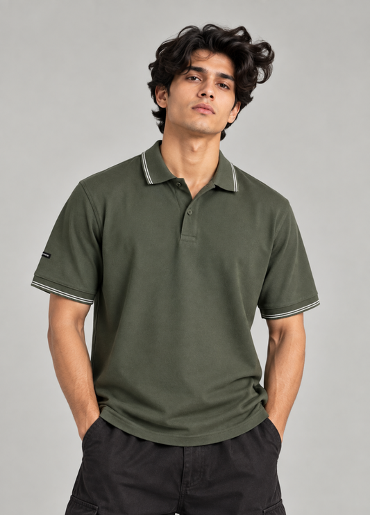 Algae Green Technical Polo T-Shirt