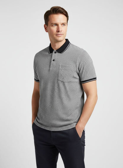 Textured Grey Polo T-Shirt