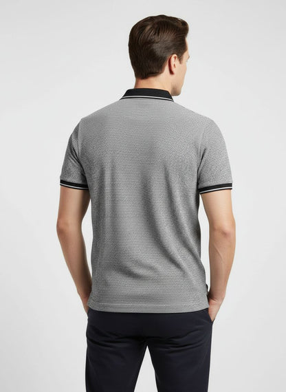 Textured Grey Polo T-Shirt
