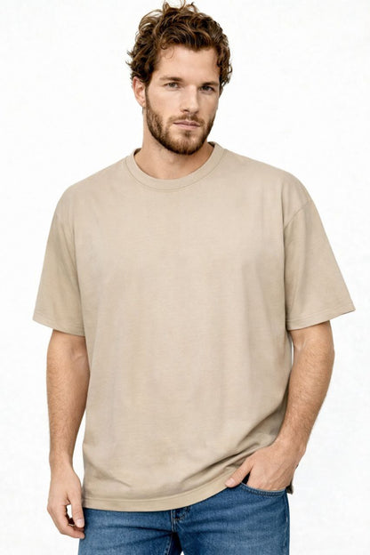 Beige Oversized Polycotton T-Shirt