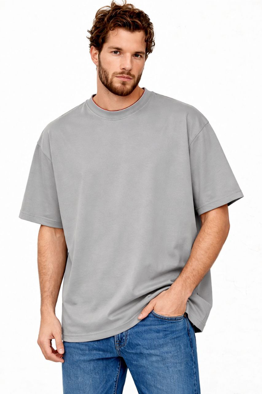 Grey Oversized Polycotton T-Shirt