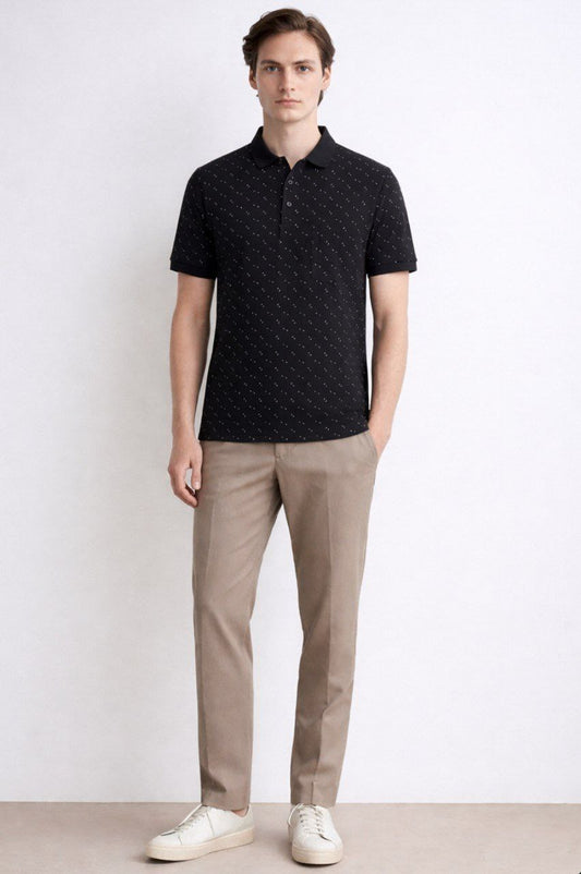 Black Dot Printed Polo T-Shirt