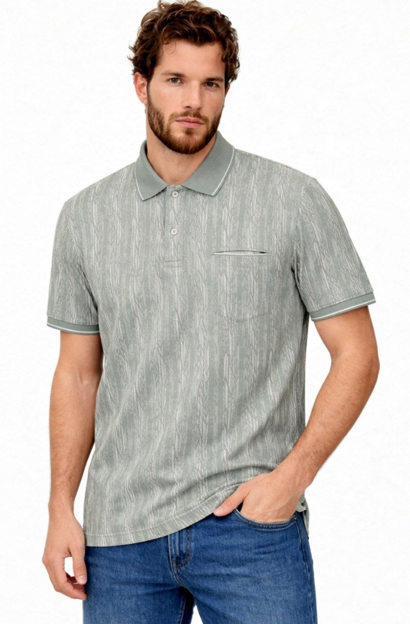 Sage Abstract Pattern Polo T-Shirt