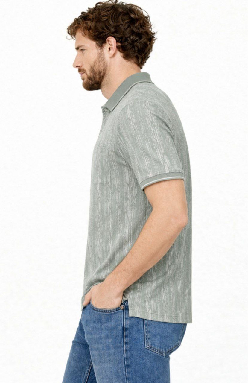 Sage Abstract Pattern Polo T-Shirt